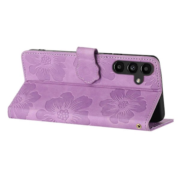 Blomstermønstret stødsikkert PU læder wallet cover med stativ til Samsung Galaxy A14 5G Multicolor Style B