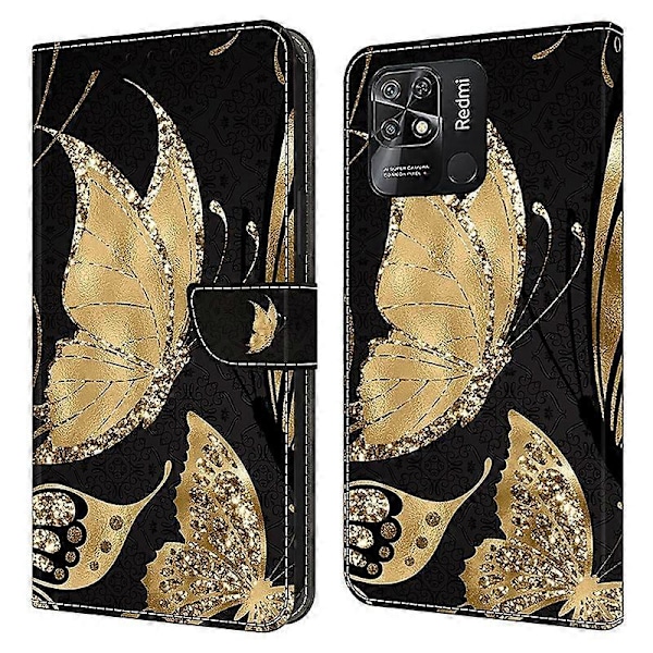 Læderetui med mønstertryk til Xiaomi Redmi 10C 4G Etui Anti-Drop Wallet Telefonetui Multicolor Style F