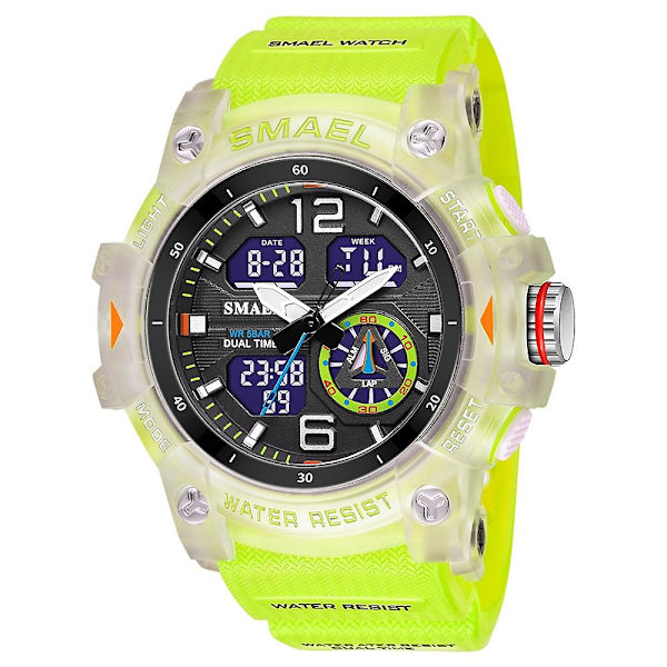 Smael 8007 Udendørs Sports Vandtæt Quartz Ur Fluorescent Green