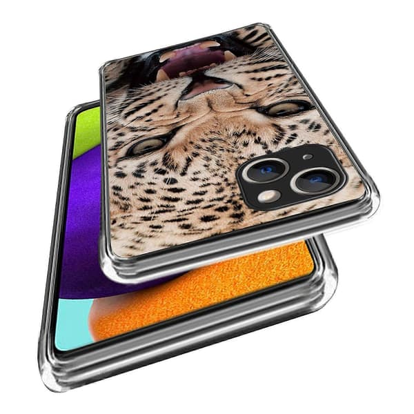 Blødt TPU-mønsterprint Smart Phone Cover til iPhone 15 Plus Multicolor Leopard