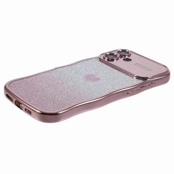 Til iPhone 16 Cover Kærlighedshjerte Gradient Glitter TPU Telefon Cover Elektroplettering Krøllet Ramme Multicolor Style C