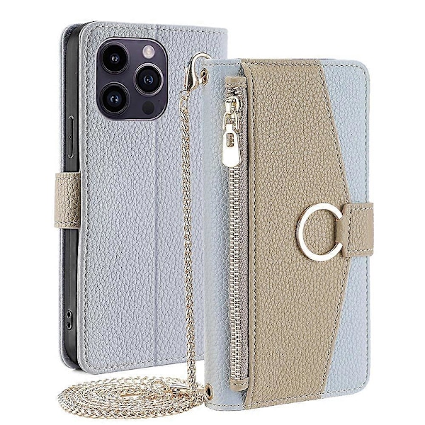 iPhone 15 Pro PU-nahkainen sormipidike puhelinkotelo lompakkoteline täysi suojaava kansi meikillä Multicolor Style D