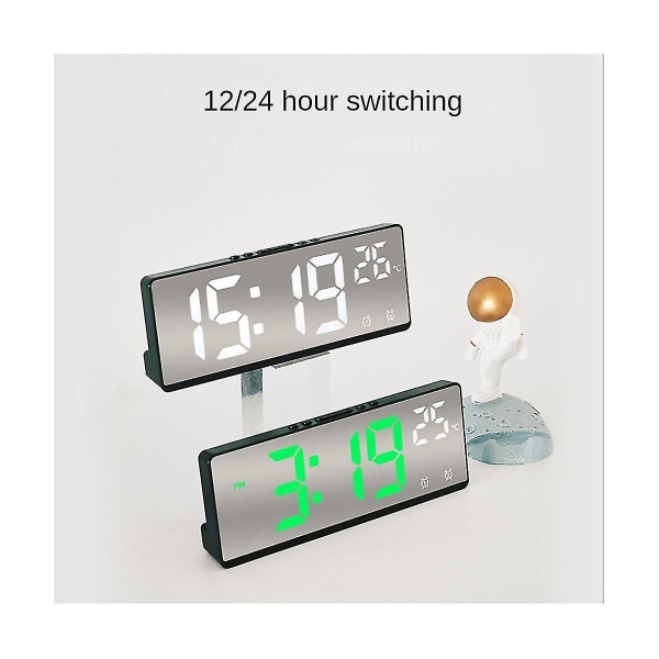 Digital temperatur Dubbelt larm Snooze Bordsbord C-läge 12/24h(re