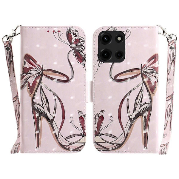 Til Motorola Moto G Power (2025) Etui Mønsterprint Læder Wallet Telefon Cover Multicolor Butterfly High Heels