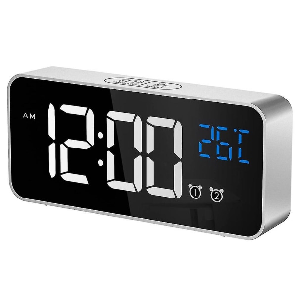 Stort digitalt vækkeur til synshandicappede - Stort elektrisk ur til soveværelset, Jumbo nummerdisplay, Fuldt dæmpbar lysstyrke, USB-porte