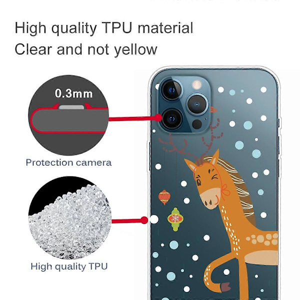 iPhone 16 Pro -kuori, jouluaiheinen pehmeä TPU-puhelinkuori - Orava Multicolor Deer