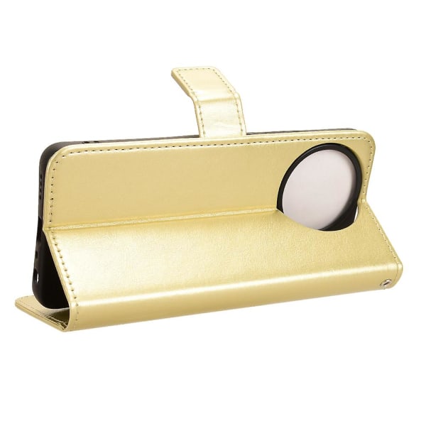 Pu case för Realme 11x 5g, plånbok Crazy Horse Texture Stand Cover Gold