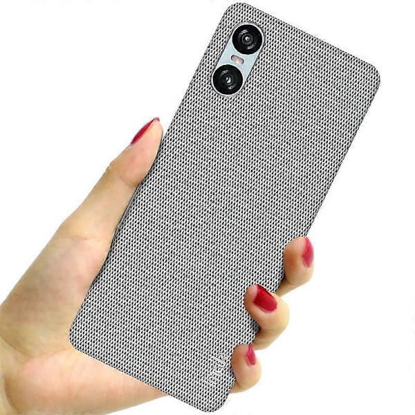 Ruiyi-sarja Sony Xperia 10 VI -puhelimelle, klassinen kangaskuvioinen nahka + PC-puhelinkuori - Multicolor Light Grey