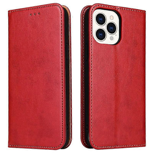 FIERRE SHANN Fodral för iPhone 15 Pro Magnetisk Självstängande PU Läder Telefonskal Multicolor Style B