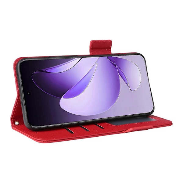 Skal för Oppo Reno13 Pro 5G med handledsrem, litchi-textur PU-läder plånboksfodral Multicolor Red