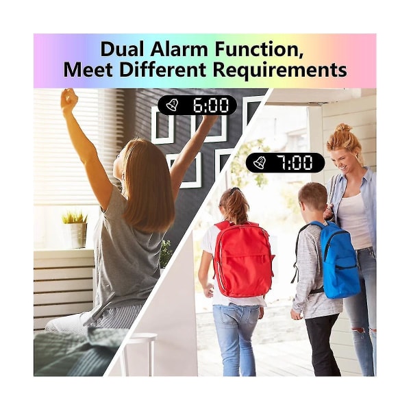 Projektion til soveværelse, LED-display loft digital radio med USB-oplader og dobbelt alarm hvid White