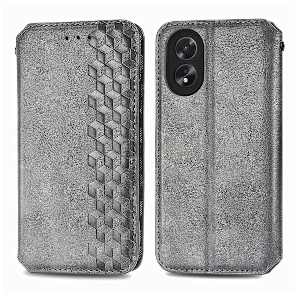 Oppo A38 4G/A18 4G Magneettikotelo, kohokuvioitu vinoneliökuvio, lompakkopuhelimen suojus Multicolor Style E
