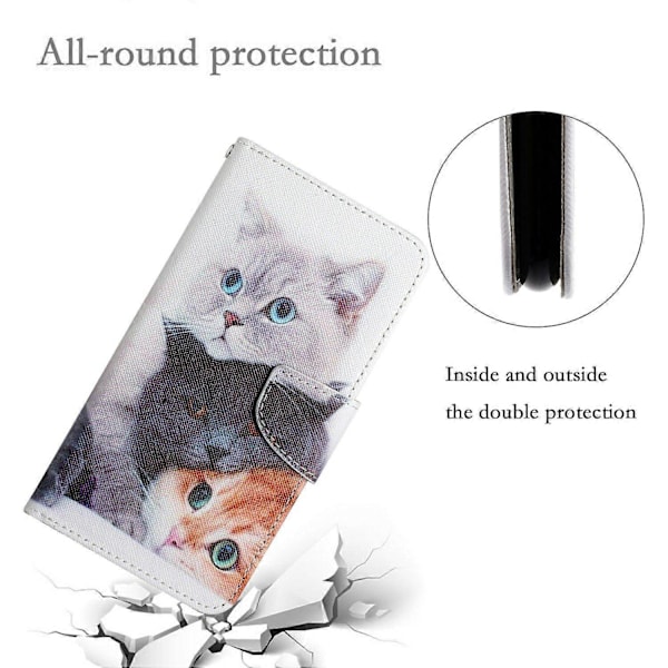Skal för Samsung Galaxy A06 Mönstertryck Skyddande Läderfodral - Maskros Multicolor Three Cats