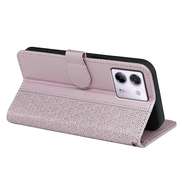 Plånboksfodral för Xiaomi Poco M7 Pro 5G Mönsterpräglat Läder Flipfodral Multicolor Rose Gold