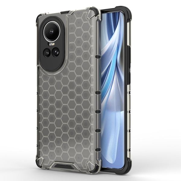 För Oppo Reno10 5g Honeycomb Texture Cover Drop-proof Tpu+pc phone case Black