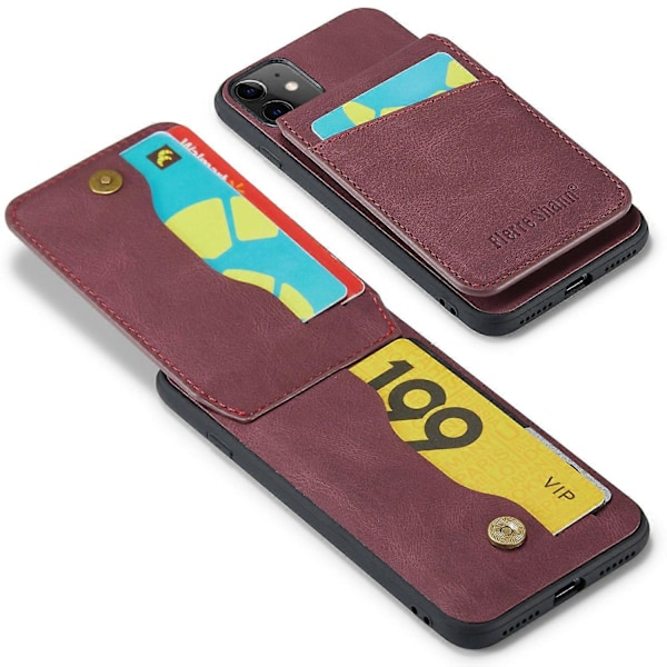 FIERRE SHANN Kickstand -puhelinkotelo iPhone 11:lle PU-nahkaa+TPU-korttipaikkakotelo Multicolor Style B