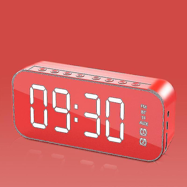 Multifunktionel LED Digital Vækkeur, Bluetooth Højttaler, Natbord/Skrivebord Lysende Elektronisk Musikboks Red