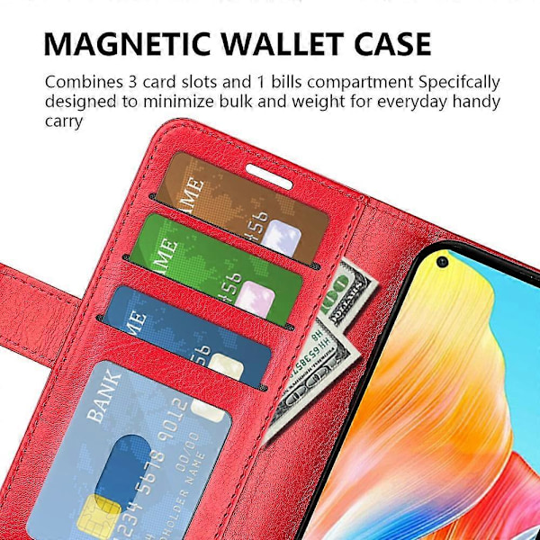 Wallet Case til Oppo A78 4G, PU Læder Stand Fuld Beskyttelse Telefon Cover