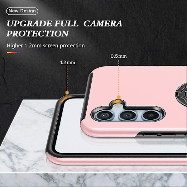 För Samsung Galaxy A34 5G Roterande Ring Ställ Mobilskal PC+TPU Anti-fall Baksida Multicolor Style D