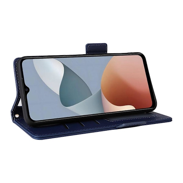 Læder Wallet Telefon Cover til ZTE Blade A54 med Håndledsrem Multicolor Dark Blue