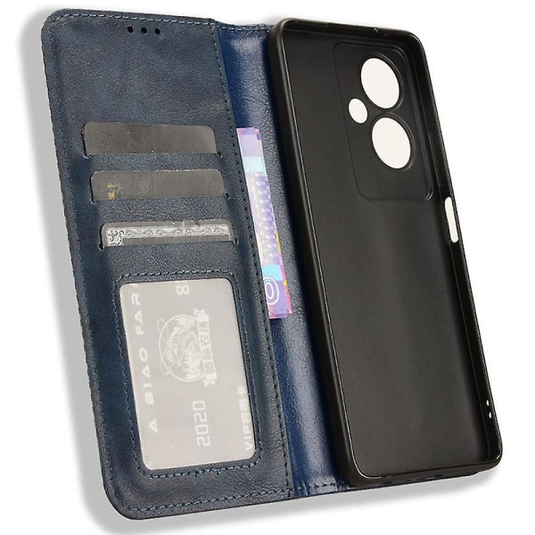För Oppo A79 5g / A2 5g Case Retro Pu Läder Magnetisk automatiskt stängande cover Blue