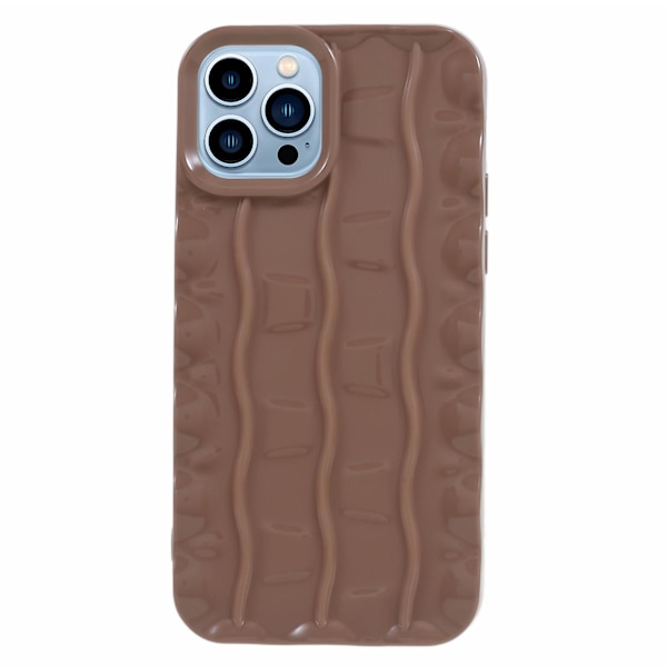 IPhone 12 Pro Max TPU-puhelinkotelo 3D-raitakuviolla, naarmuuntumaton suojus Brown