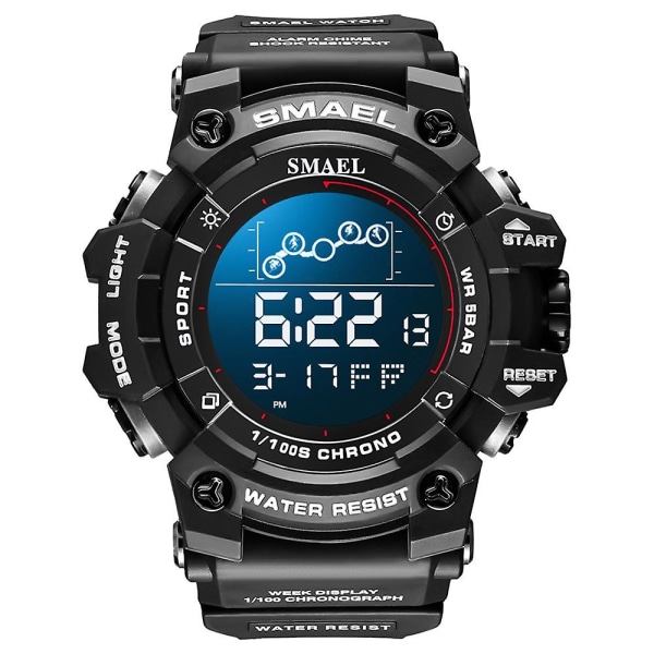 Smael 8082 Multifunktionelt Lysende Timing Ur Black