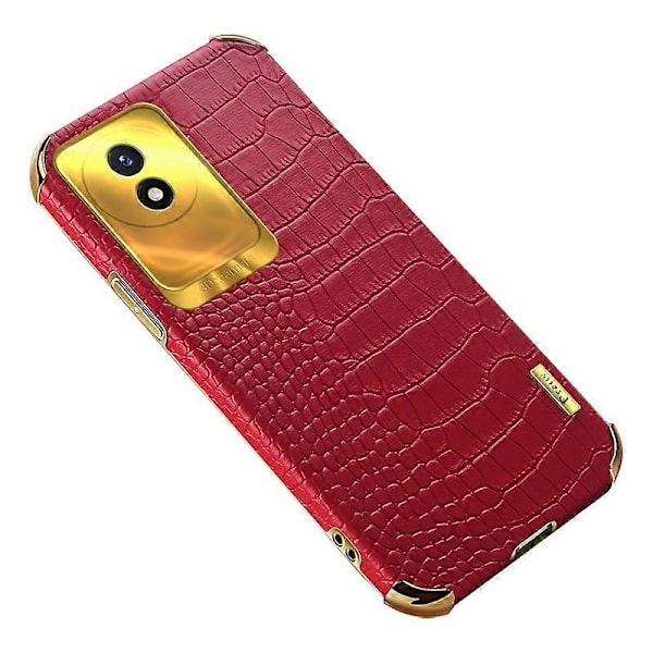 vivo Y02 4G -puhelimelle krokotiilinnahkajäljitelmä, galvanointipinnoitettu, nahkapäällysteinen TPU-puhelinkotelo Multicolor Style D