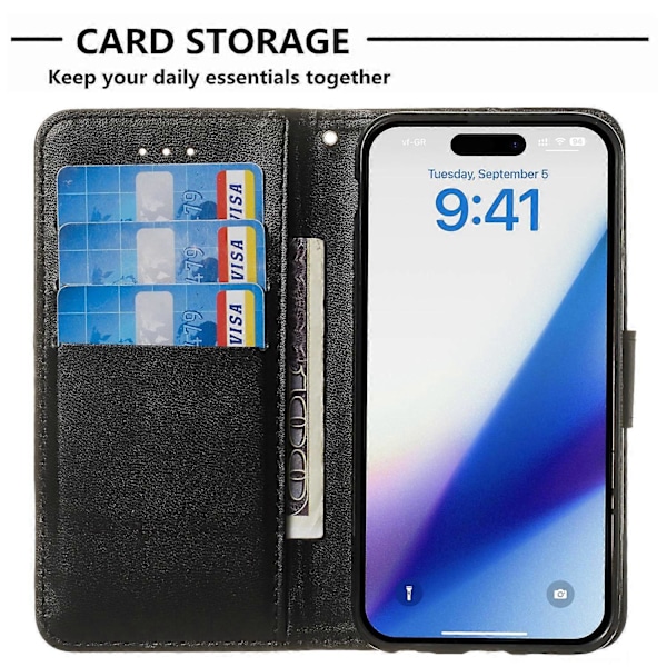 Flipfodral med Ställ för iPhone 15 Plus Enfärgat PU Läder Plånboksfodral Multicolor Style A