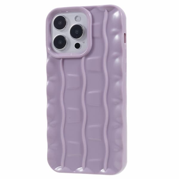 För Iphone 14 Pro 3d Stripes Pattern Phone case Flexibelt Tpu Stötsäkert cover Purple
