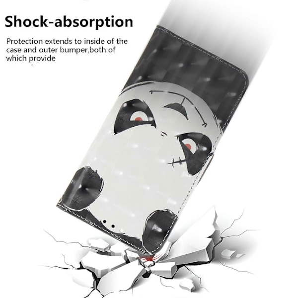 Til Samsung Galaxy S25 Edge Etui Mønstertryk Læder Wallet Telefon Cover med Håndledsrem Multicolor Angry Panda
