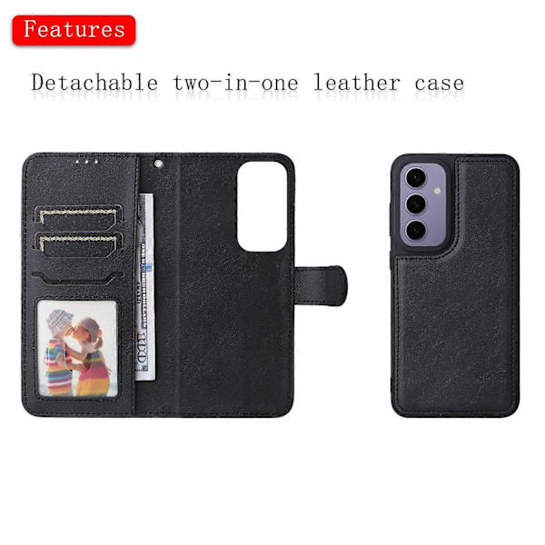 For Samsung Galaxy S25+ Deksel 2 i 1 Avtakbart Magnetisk Lær Lommebok Mobil Deksel med Stropp - Blank