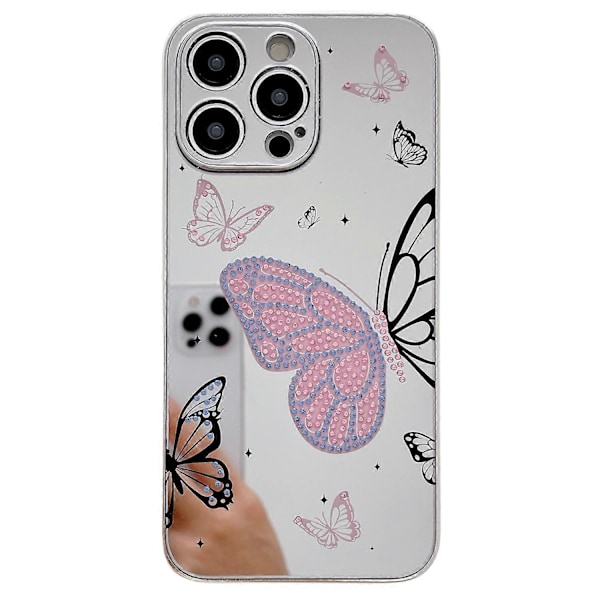 IMD Sølvfinish TPU+PC Rhinestones Dekoreret Telefoncover til iPhone 15 Pro Max Multicolor Style B