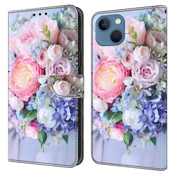 Plånboksfodral för iPhone 15, 3D-mönster tryckt läder flipfodral Multicolor Style L
