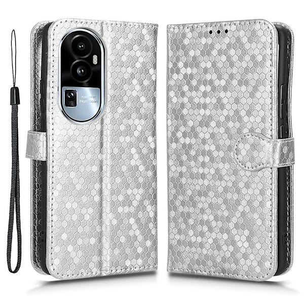 Til Oppo Reno10 Pro+ 5g PU Læder Wallet Mobil Case Dot Præget Flip Stand Telefon Cover Silver
