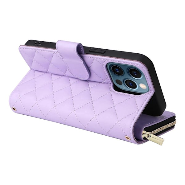 Til iPhone 12 Pro Max Wallet Case Rhombus Grid Læder Telefon Cover med Korte/Lange Stropper Multicolor Style E