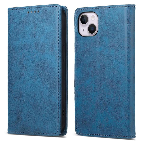 DF-05 Ställfodral för iPhone 15 Plus, PU Läder Smartphone Fodral RFID-blockerande Plånboksfodral Multicolor Style E
