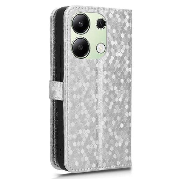 Flip telefoncover i læder med stativ til Xiaomi Redmi Note 13 4G Multicolor Silver