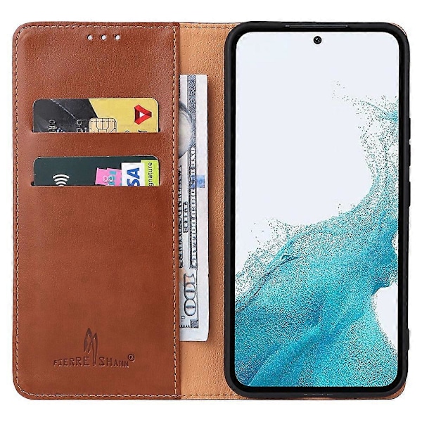 FIERRE SHANN PU Læder Wallet Folde Stand Telefon Cover til Samsung Galaxy A54 5G Multicolor Style B