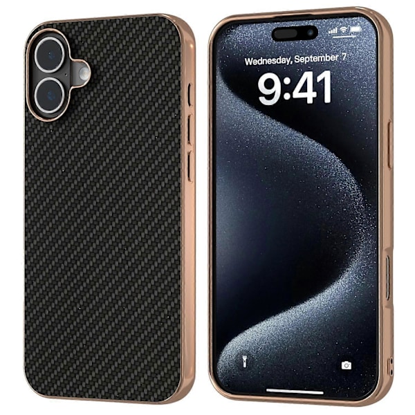 iPhone 16 Plus -kotelo, galvanointi puhelinkuori, hiilikuitukuvioitu PU+TPU-suojakotelo Multicolor Style F
