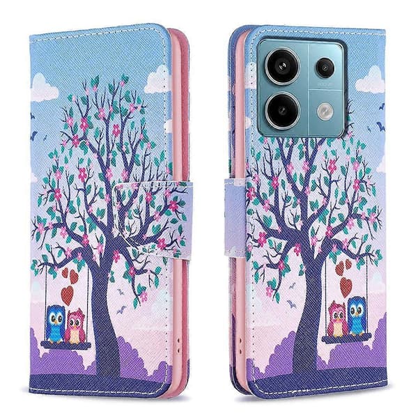 Lædercover med tegnebogsmønster til Xiaomi Redmi Note 13 Pro 5G/Poco X6 5G Multicolor Two Owls