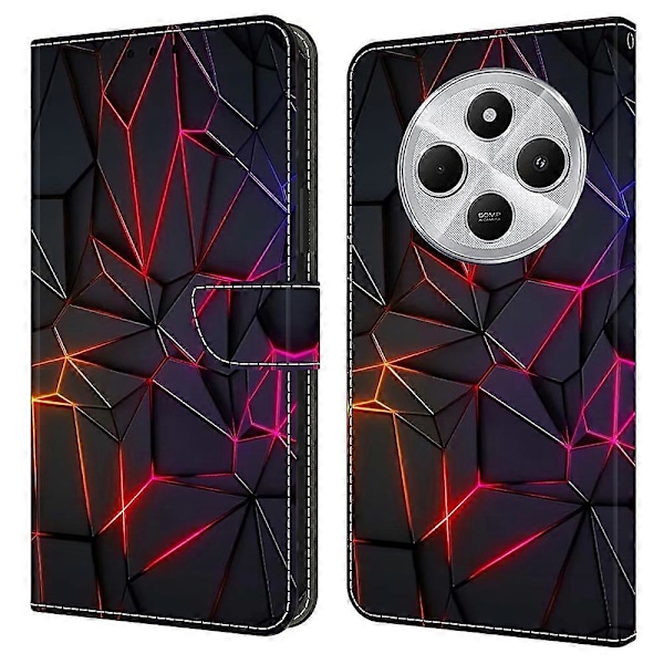 TPU+PU Läder Flip Fodral För Xiaomi Redmi 14C 4G/14R 5G/Poco C75 4G Mönstertryckt Multicolor Style D