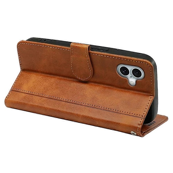 Kalveskinds tekstur læder etui med stativ i bogstil til iPhone 16 Plus Multicolor Style C