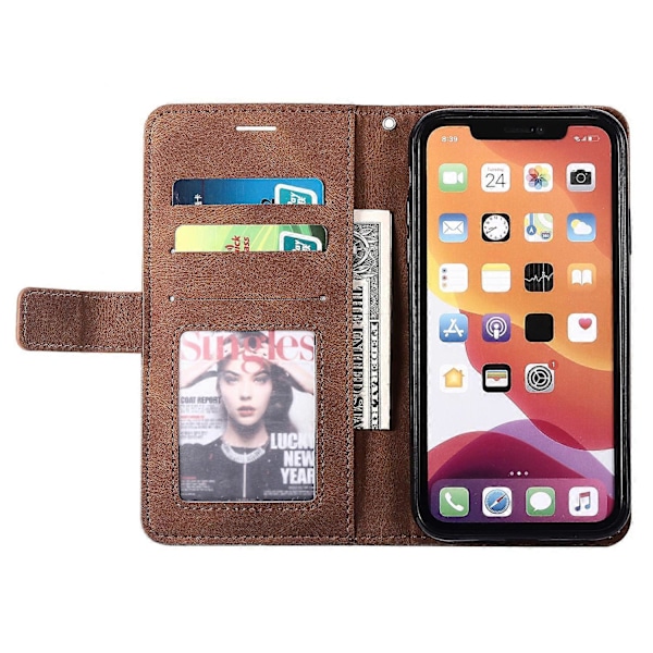 Läderfodral med Rem för iPhone 11, Hudvänlig Skarvning Plånboksfodral Multicolor Style A