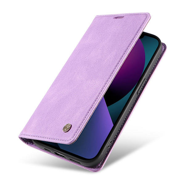 Skin-touch case för Iphone 15 Plus Pu läder plånboksställ Cover Purple