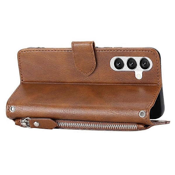Til Samsung Galaxy S23 FE Etui Lynlås Pung PU Læder Støtteben Mobiltelefon Cover med 2 Stropper Multicolor Style E