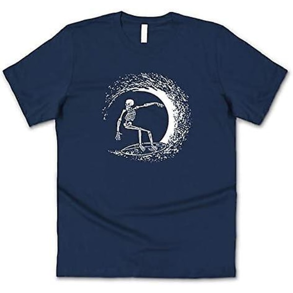 Surfa skelett T-tröja utslagsplats Rolig vinkar Surf Club Surfer Beach Navy Blue M