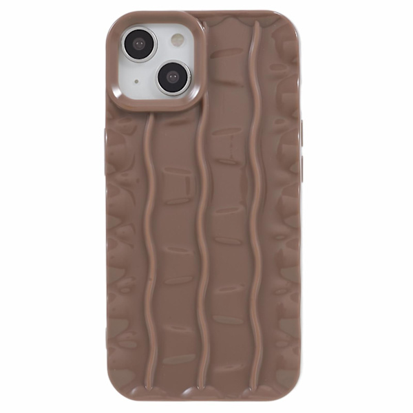 För Iphone 13 Soft Tpu Case 3d randigt mönster Anti-halk bakre cover Brown