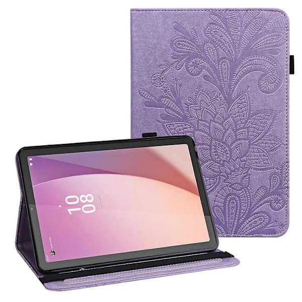 Til Lenovo Tab M9 Blomsterpræget Tablet Cover PU Læder Standpung Beskyttelsesetui Multicolor Style D