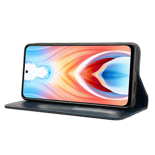 För Oppo A79 5g / A2 5g Case Retro Pu Läder Magnetisk automatiskt stängande cover Blue